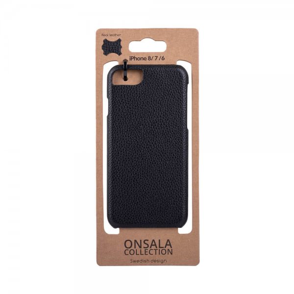 Onsala iPhone 6/6S/7/8/SE Kuori Aito Nahka Musta