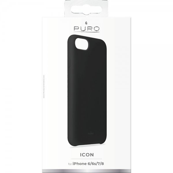 Puro iPhone 6/6S/7/8/SE Icon -suojakuori, musta