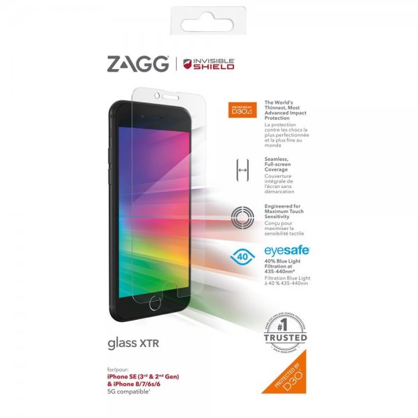 ZAGG InvisibleShield iPhone 6/6S/7/8/SE näytönsuoja Glass XTR