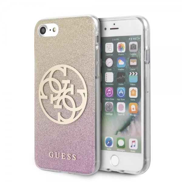 Guess iPhone 7/8/SE Kuori Glitter Circle Ruusukulta