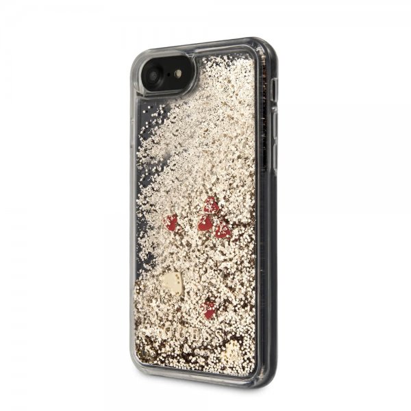 Guess iPhone 7/8/SE Kuori Glitter Floating Hearts Kulta