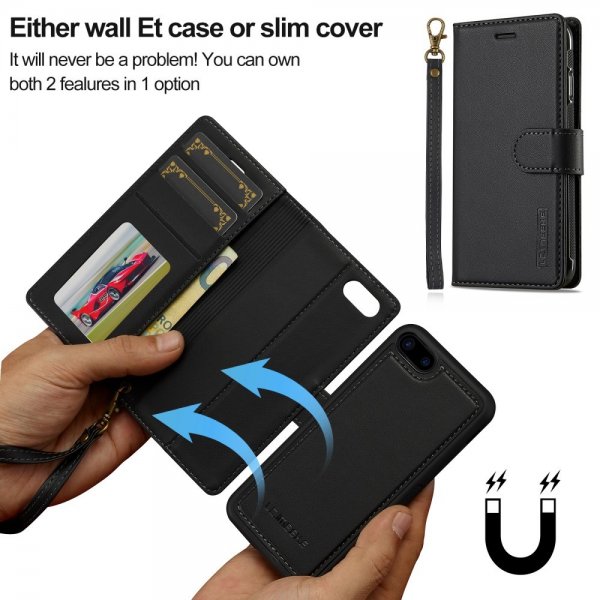 Lc.Imeeke iPhone 7/8/SE suojakuori irrotettavalla kuorella L2 Series MagSafe Musta