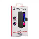 Celly iPhone 6/6S/7/8/SE suojakuori Wally Wallet Case musta