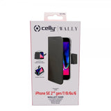 Celly iPhone 6/6S/7/8/SE suojakuori Wally Wallet Case musta