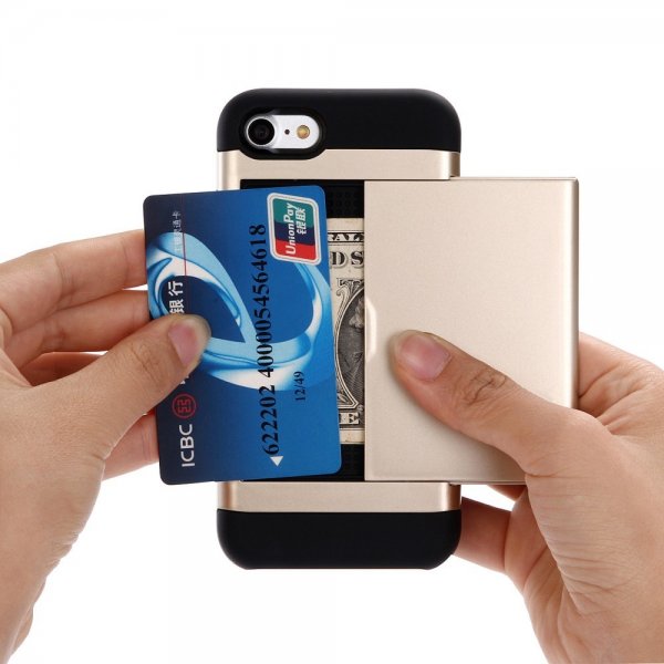 iPhone 7/8/SE Kuori Card Slide Musta