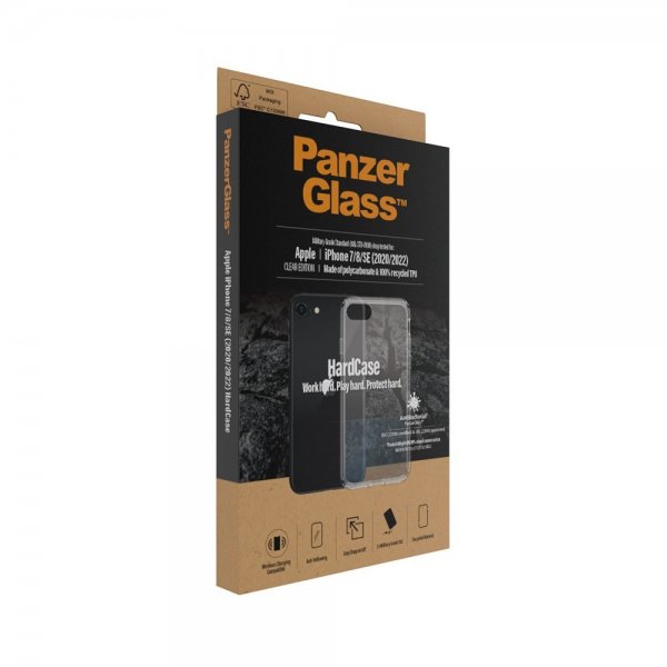 PanzerGlass iPhone 7/8/SE kuori, kova kotelo, läpinäkyvä