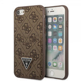 Guess iPhone 7/8/SE Kuori Double Cardslot Metal Triangle Ruskea