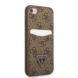 Guess iPhone 7/8/SE Kuori Double Cardslot Metal Triangle Ruskea