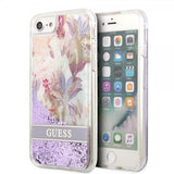 Guess iPhone 7/8/SE Kuori Liquid Glitter Flower Pattern Lila