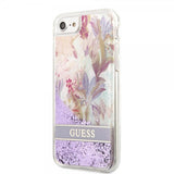 Guess iPhone 7/8/SE Kuori Liquid Glitter Flower Pattern Lila