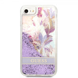 Guess iPhone 7/8/SE Kuori Liquid Glitter Flower Pattern Lila