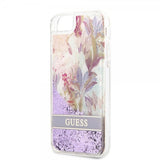 Guess iPhone 7/8/SE Kuori Liquid Glitter Flower Pattern Lila