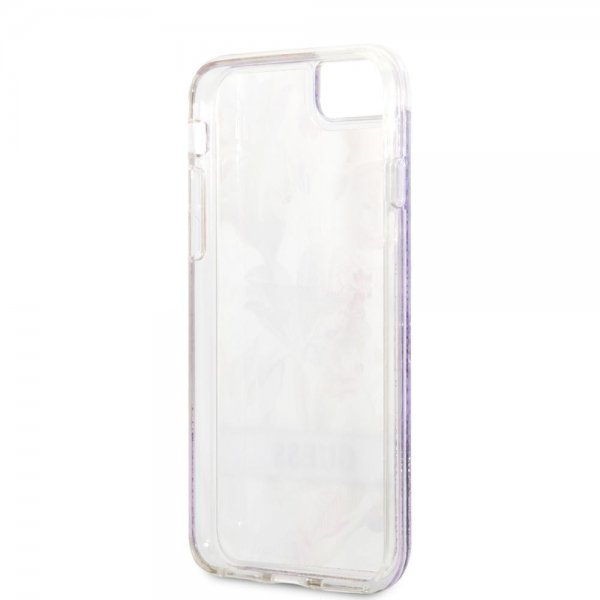 Guess iPhone 7/8/SE Kuori Liquid Glitter Flower Pattern Lila