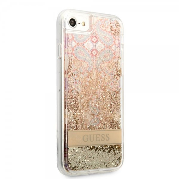Guess iPhone 7/8/SE Kuori Liquid Glitter Paisley Pattern Kulta