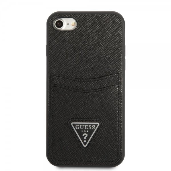Guess iPhone 7/8/SE Kuori Saffiano Double Cardslot Musta