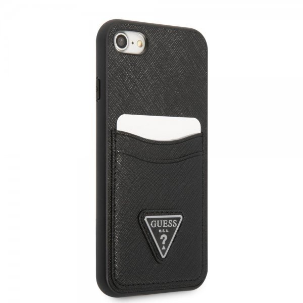 Guess iPhone 7/8/SE Kuori Saffiano Double Cardslot Musta