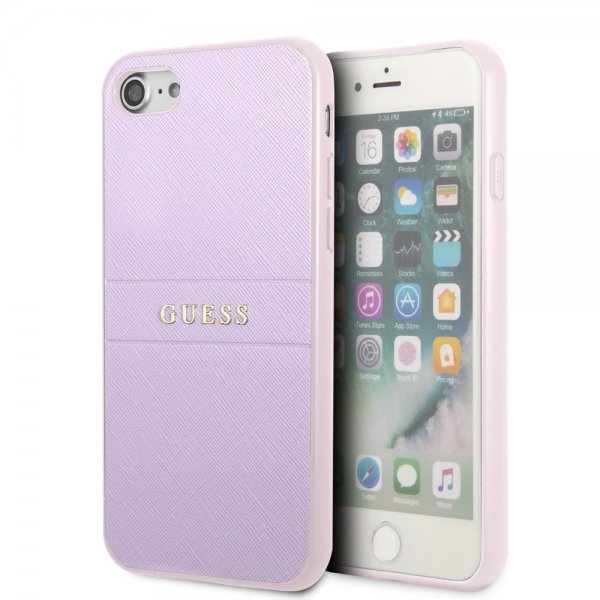 Guess iPhone 7/8/SE Kuori Saffiano Metal Logo Lila