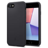 Spigen iPhone 7/8/SE kuori, Silicone Fit, musta
