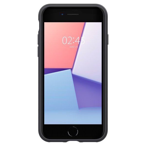 Spigen iPhone 7/8/SE kuori, Silicone Fit, musta