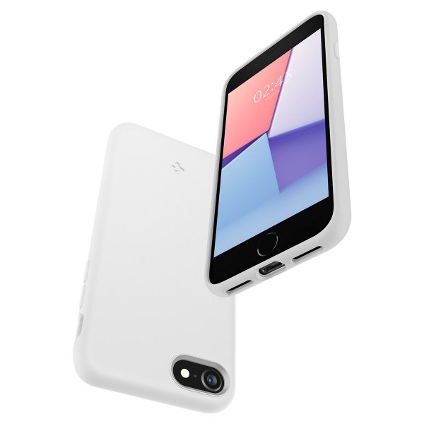 Spigen iPhone 7/8/SE kuori, Silicone Fit, valkoinen