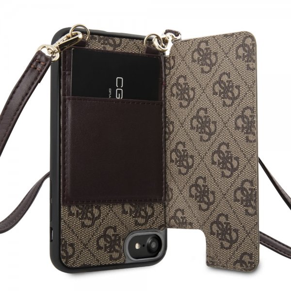 Guess iPhone 7/8/SE Kuori Crossbody Korttipaikka Kansi Ruskea