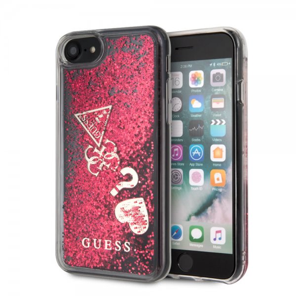 Guess iPhone 7/8/SE Kuori Glitter Hearts Punainen