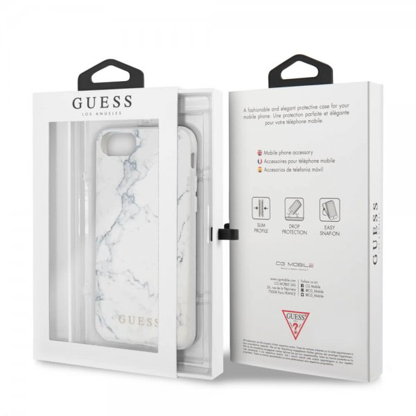Guess iPhone 7/8/SE Kuori Marble Cover Valkoinen
