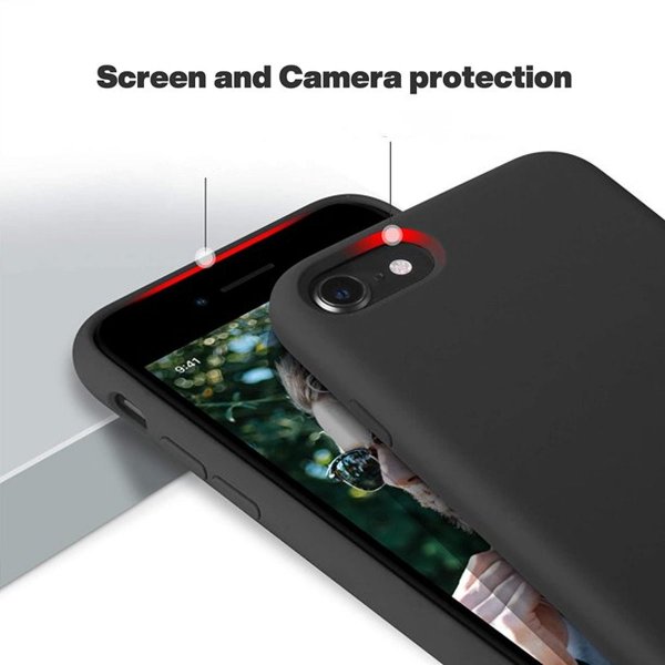 Rvelon iPhone 7/8/SE Kuori Silikoni Musta