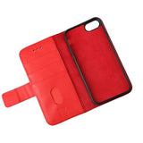 Rvelon iPhone 7/8/SE suojakuori, aitoa nahkaa, korttipaikka, punainen