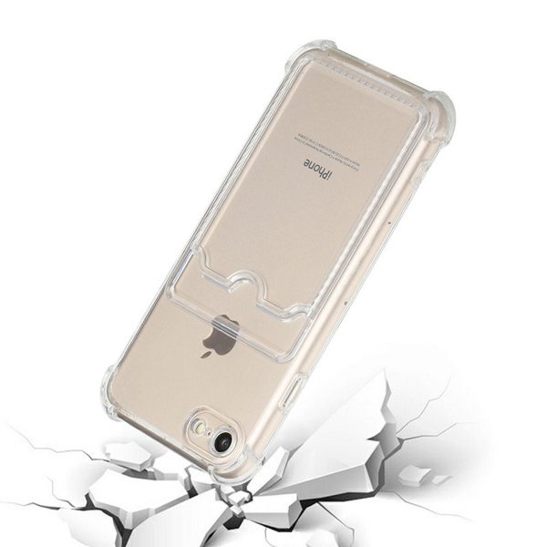 iPhone 7/8/SE Kuori Korttipidike Iskunkestävä Läpinäkyvä