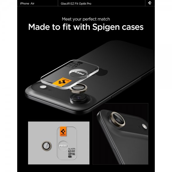 Spigen iPhone Air Kameran linssinsuojus GLAS.tR EZ Fit Optik Pro 2-pakkaus Kulta