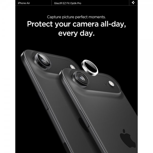 Spigen iPhone Air Kameran linssinsuojus GLAS.tR EZ Fit Optik Pro, 2 kpl, hopea