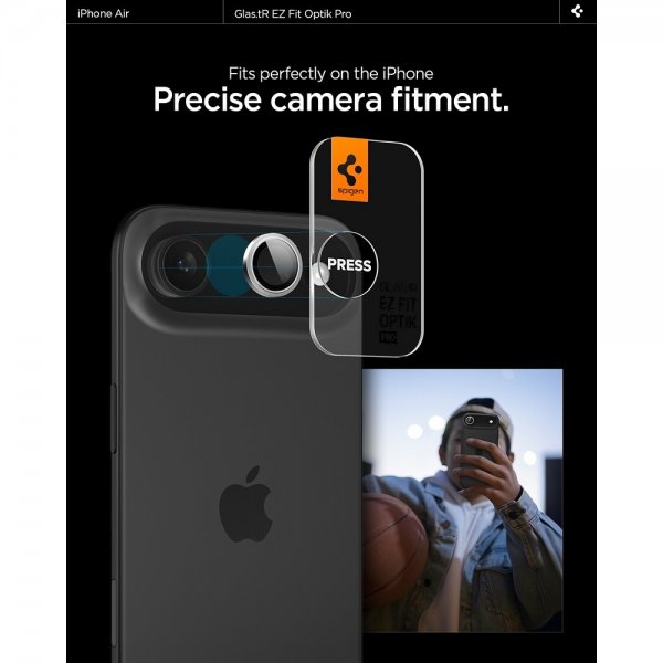 Spigen iPhone Air Kameran linssinsuojus GLAS.tR EZ Fit Optik Pro, 2 kpl, hopea