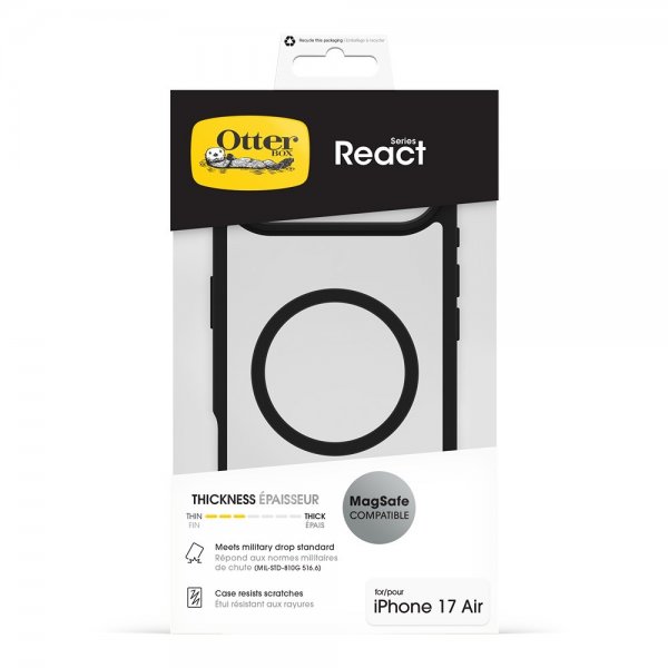 Otterbox iPhone Air -kuori, React MagSafe, Black Crystal