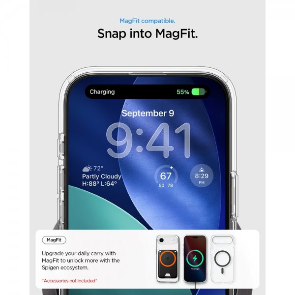 Spigen iPhone Air -kuori Ultra Hybrid MagFit Clear Graphite