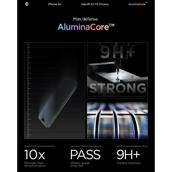 Spigen iPhone Air -näytönsuoja GLAS.tR EZ Fit Privacy 2 kpl