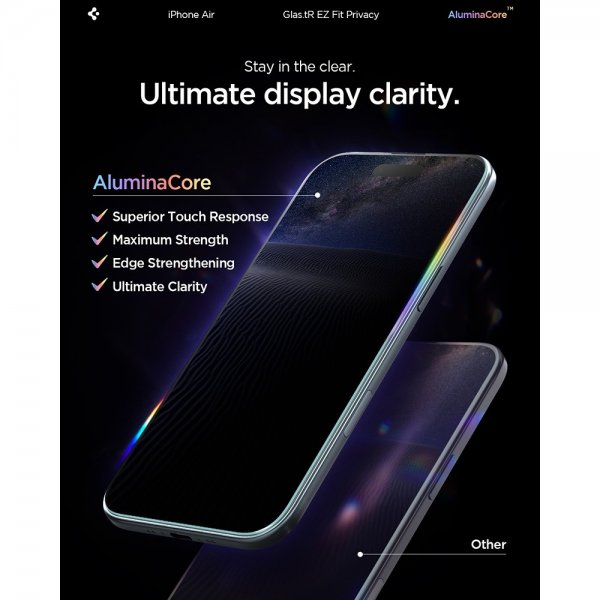 Spigen iPhone Air -näytönsuoja GLAS.tR EZ Fit Privacy 2 kpl
