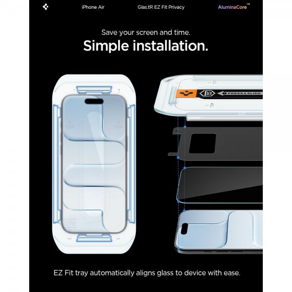 Spigen iPhone Air -näytönsuoja GLAS.tR EZ Fit Privacy 2 kpl