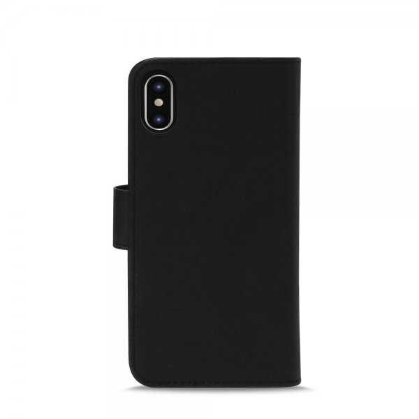 Puro iPhone X/Xs -lompakkokotelo, irrotettava 2-in-1, musta