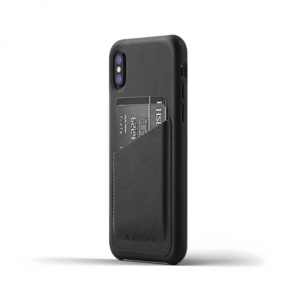 Mujjo iPhone X/Xs Kotelo Full Leather Wallet Case, musta