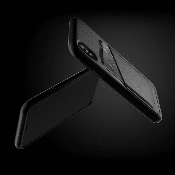 Mujjo iPhone X/Xs Kotelo Full Leather Wallet Case, musta