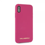 Karl Lagerfeld iPhone X/Xs -kuori, silikonia, Lagerfeld Gold Logo Magenta