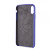 Karl Lagerfeld iPhone Xr -kuori, silikonia, Lagerfeld Gold Logo, violetti