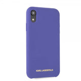 Karl Lagerfeld iPhone Xr -kuori, silikonia, Lagerfeld Gold Logo, violetti
