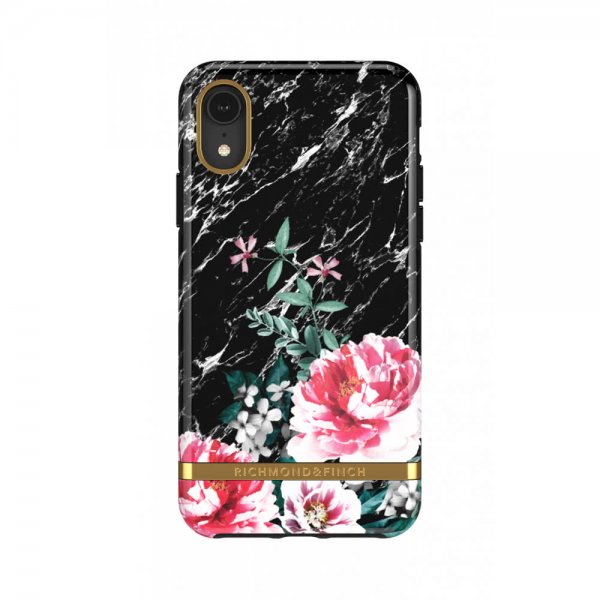 Richmond & Finch iPhone Xr Suojakuori Black Marble Floral