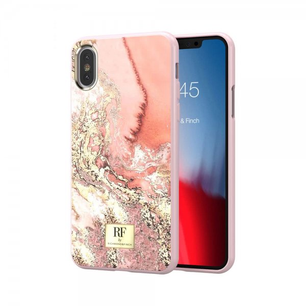 Richmond & Finch iPhone Xs Max kuori, pinkki marmori kulta