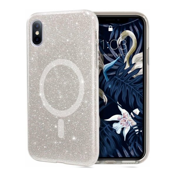 Rvelon iPhone X/iPhone Xs Kuoret Glitter MagSafe Läpinäkyvä