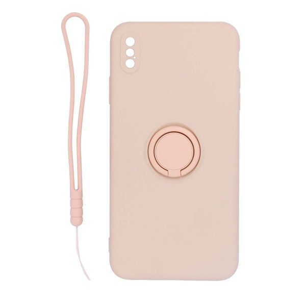 iPhone X/iPhone Xs Kuori Silikoni Sormipidikkeellä Pinkki