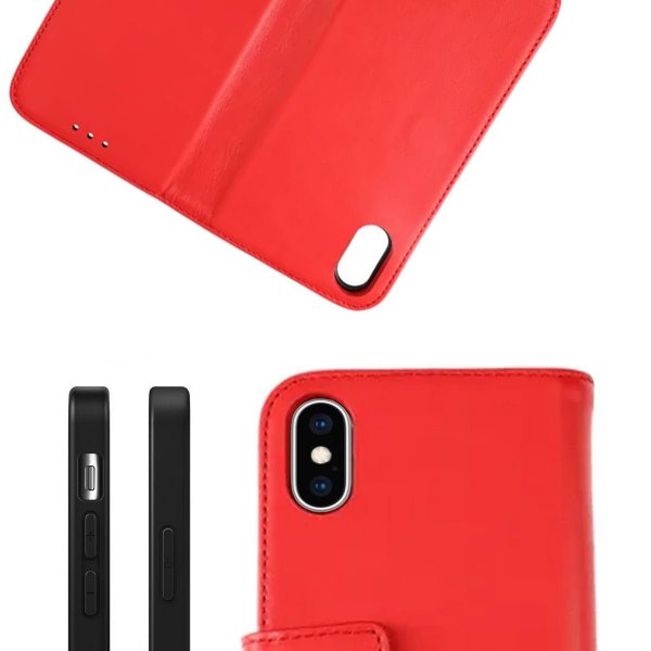 Rvelon iPhone X/iPhone Xs Kotelo Aito Nahka Punainen