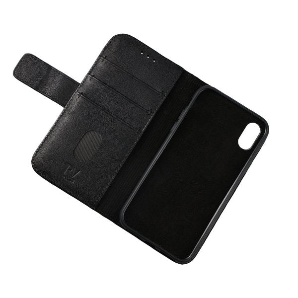 Rvelon iPhone X/iPhone Xs Kotelo Aito Nahka Musta
